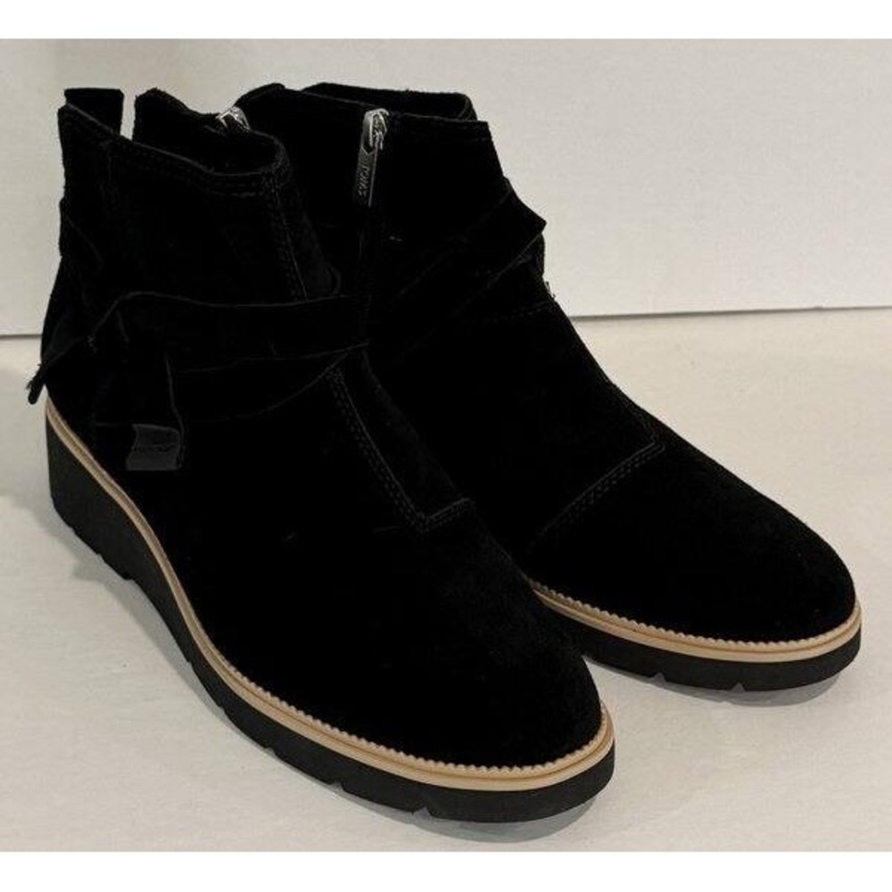 Toms Womens Black‎ Marlow Boots Water Repellent Wedge 1.5" Suede New Size 9